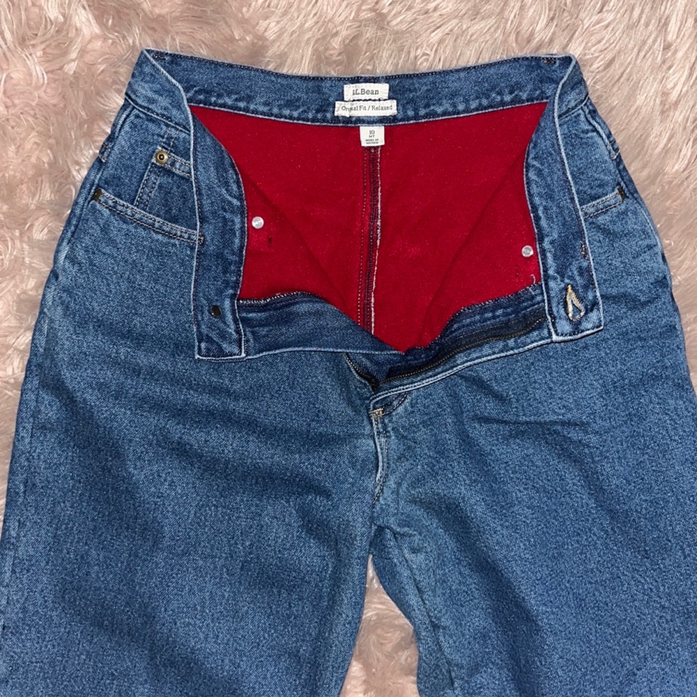 Vintage LL Bean Fleece Lined Jeans - High Waisted - Red Fleece Lined size 10 MT